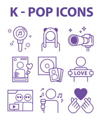 korea k-pop star icons vector