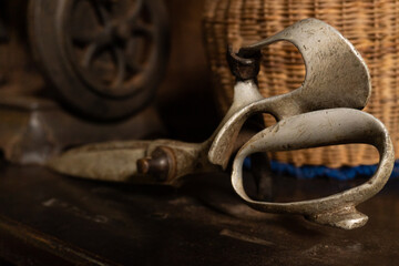 Old metal scissors. Typical cutting tool for sheep's wool.
