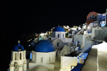 beautiful nightscape of Oia in santorini island, Greece, Europe