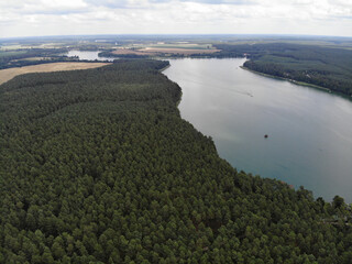 Aerial view of lake Großer Paelitzsee, Mecklenburg lake district, Germany