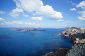 The beautiful sea and landscape from Santorini island in Greece, Europe