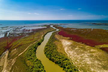 Aerial View of delta of the river Axios, in northern Greece