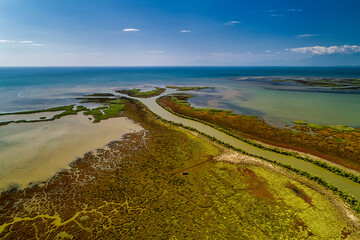 Aerial View of delta of the river Axios, in northern Greece