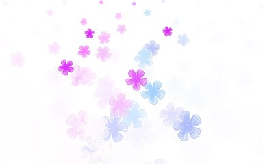 Light Pink, Blue vector abstract pattern with flowers.