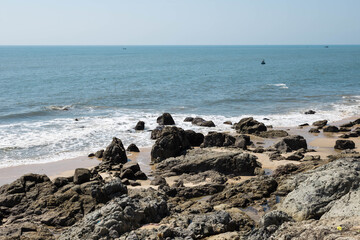 MUI NE / VIETNAM - December 28, 2019 :  view of the beach, sea, sand