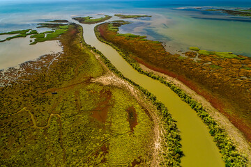 Aerial View of delta of the river Axios, in northern Greece