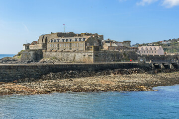 View from sea of Castle Cornet. Castle Cornet has guarded Saint Peter Port for 800 years. Saint...