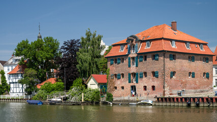 Fototapeta premium 8K UHD-II Glückstadt Hafen sonnig Sommer entzerrt