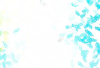 Light Blue, Yellow vector natural pattern with leaves.