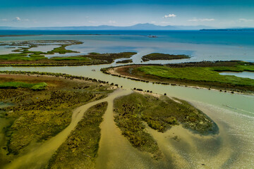 Fototapeta na wymiar Aerial View of delta of the river Axios, in northern Greece