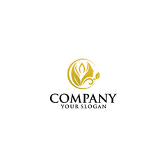 Woman's face in flower leaves. Abstract design concept for beauty salon, massage, cosmetic and spa. Vector female logo design template.