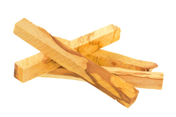 Palo Santo Incense Wood Sticks (Bursera Graveolens) Isolated on White Background.