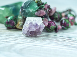 Macro of mineral stone. Natural gemstones. Gemstones are full of healing energy and good vibes.