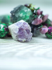Fototapeta na wymiar Macro of mineral stone. Natural gemstones. Gemstones are full of healing energy and good vibes.
