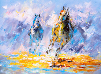 Oil Painting - Running Horse