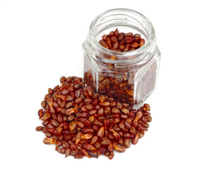 Grape Seed (Grapeseed) in a Glass Isolated on White Background.