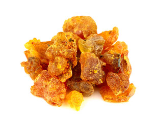 Myrrh Medicinal and Aroma Resin Gum. Isolated on White Background.
