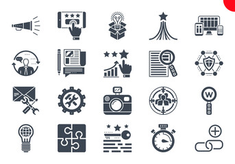 SEO Glyph Icons Set. SEO Related Vector Glyph Icons. Website and APP Design and Development. Simple Solid Pictogram Pack. Stroke Vector Logo Concept, Web Graphic. Vector icons.