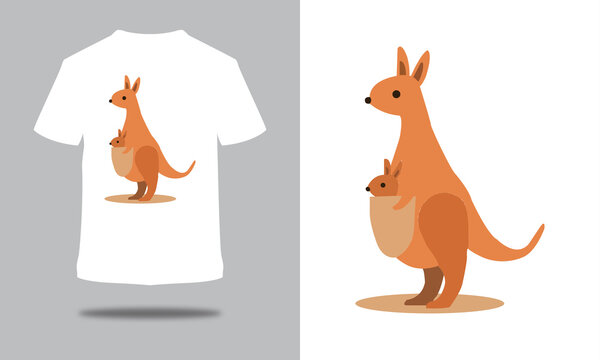 KANGAROO VECTOR ART WITH  T-SHIRT  DESIGN TEMPLATE.