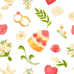Wedding seamless pattern. Marriage background.