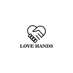 Love hand logo simple line design vector template