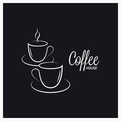 Coffee cup logo on concept black background