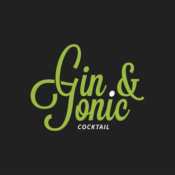 Gin and tonic lettering on black background