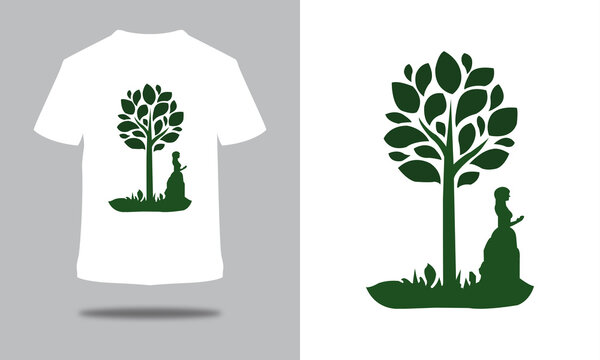 TREE VECTOR DESIGN WITH   T-SHIRT  DESIGN TEMPLATE.