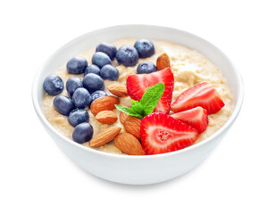 Healthy homemade oatmeal with berries for breakfast