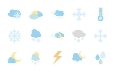 Obraz premium sun and weather icon set, flat style