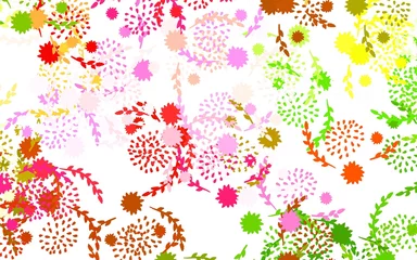 Abwaschbare Fototapete Light Pink, Green vector doodle pattern with flowers, roses. © smaria2015