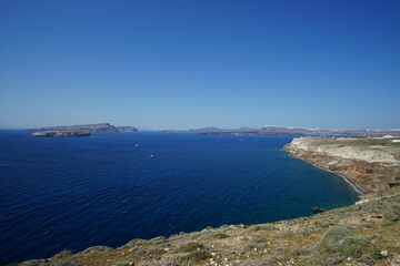 Fototapeta na wymiar The beautiful sea view from Santorini island in Greece, Europe