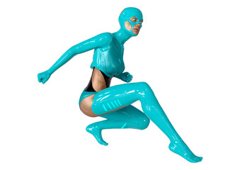 3D Rendering Female Robot on White