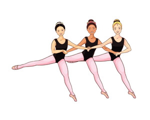 Cartoon cute little ballerinas n dance leotards