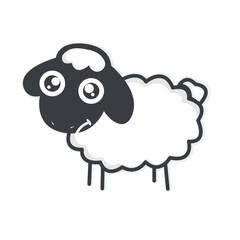 Cute Sheep Emoji Flat Vector Design