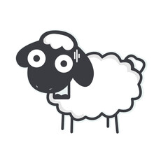 Cute Sheep Emoji Flat Vector Design