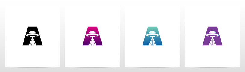 Flying Saucer On Letter Logo Design A