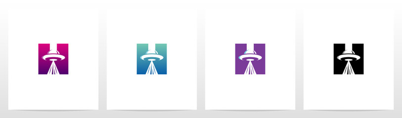 Flying Saucer On Letter Logo Design H