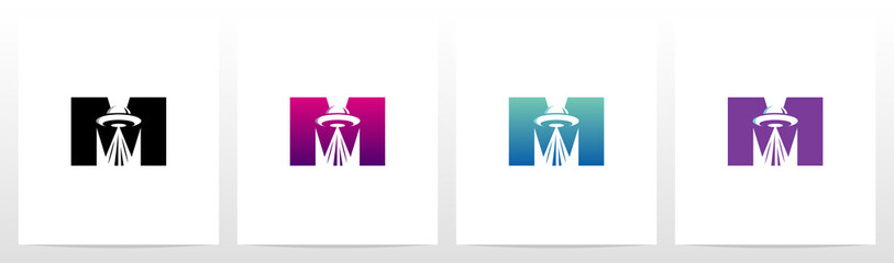 Flying Saucer On Letter Logo Design M © recehan