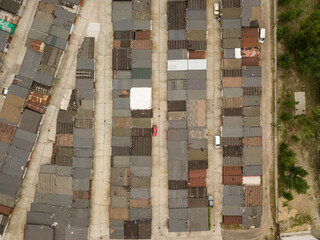 Aerila drone view. Garages in Kiev.