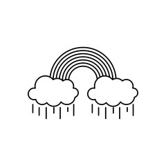 rainy clouds with rainbow icon, line style