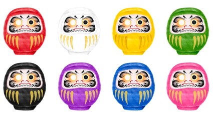 片目の入っただるま　水彩風イラスト