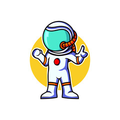 Astronaut Illustration Cartoon Icon Vector