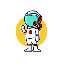 Astronaut Illustration Cartoon Icon Vector