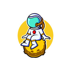 Astronaut Illustration Cartoon Icon Vector