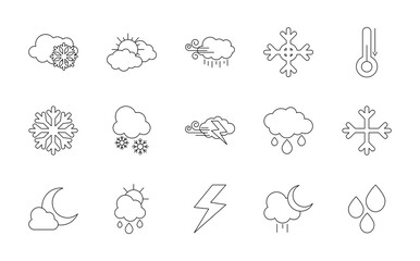 sun and weather icon set, line style