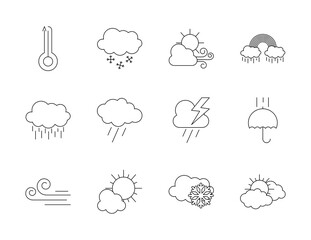 icon set of thermometer and weather, line style