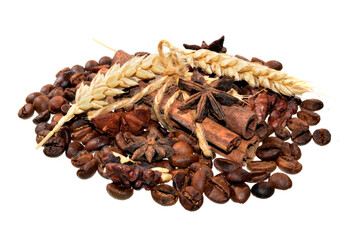 coffee beans isolated on white background