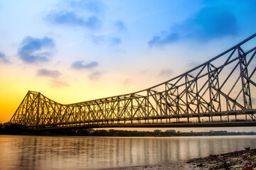 Howrah Bridge situated on river Ganges which connects Kolkata city with Howrah in West Bengal, India.
