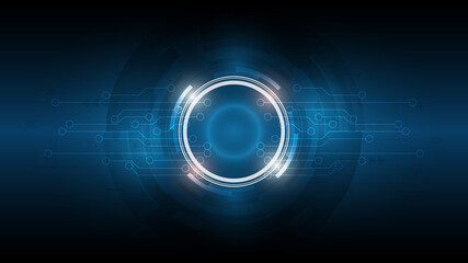 Vector illustration white gear wheel on circuit board, Hi-tech digital technology and engineering, Abstract futuristic- technology on blue color background